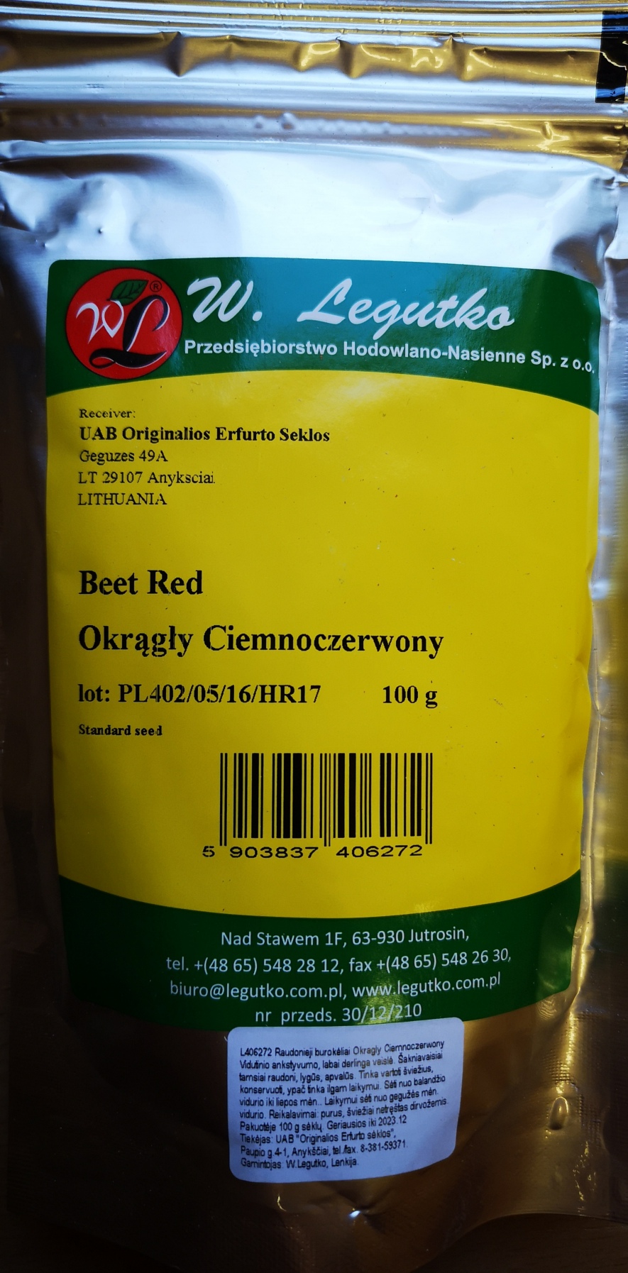 Raudonieji burokėliai Okragly Ciemnoczerwony (Bordo) (lot. Beta vulgaris var. conditiva) Sėklų 100g