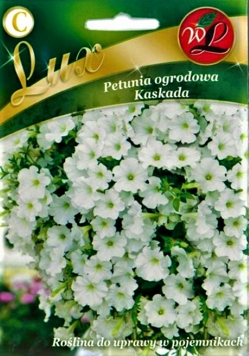 Hibridinė petunija svyranti Kaskada (balta) (lot. Petunia x hybrida pendula) Sėklų 0,02g