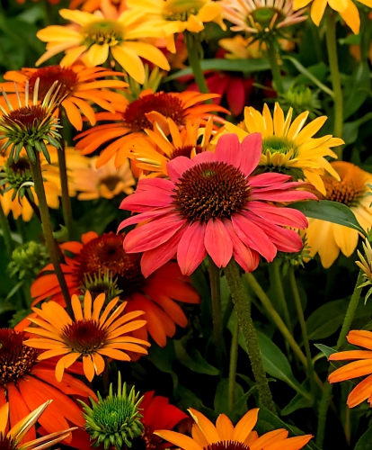 Rausvažiedė ežiuolė "Cheyenne Spirit" (Echinacea purpurea), 5 sėklos