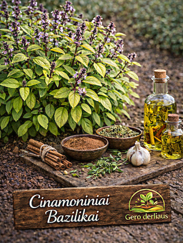 Kvapieji bazilikai CINAMONINIAI (Sėklų 0,5g Ocimum basilicum)
