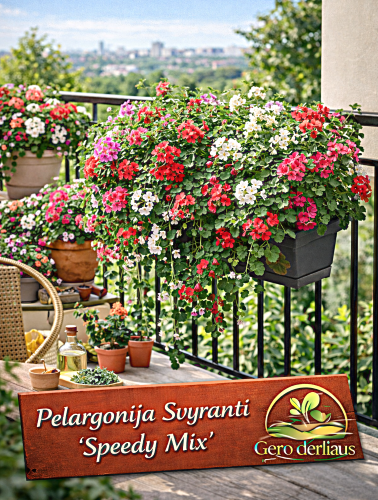 Skydalapė pelargonija 'Speedy Mix' (svyranti) (pelargonium peltatum) 5 sėklos