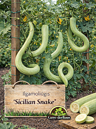 Paprastieji ilgamoliūgai 'Sicilian Snake' 10 sėklų (Lagenaria siceraria)