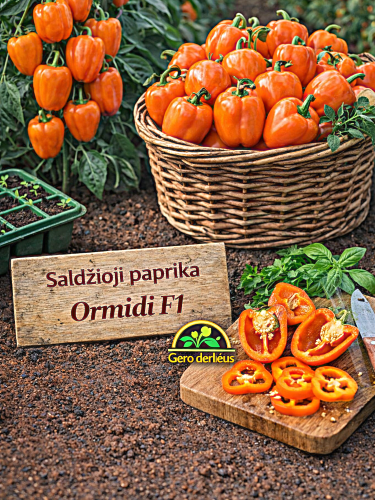 Vienmetė mini paprika Ormidi F1 5 sėklos (capsicum Annuum)