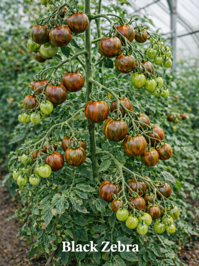 Valgomieji pomidorai 'Black zebra'  6 sėklos (Solanum lycopersicum)