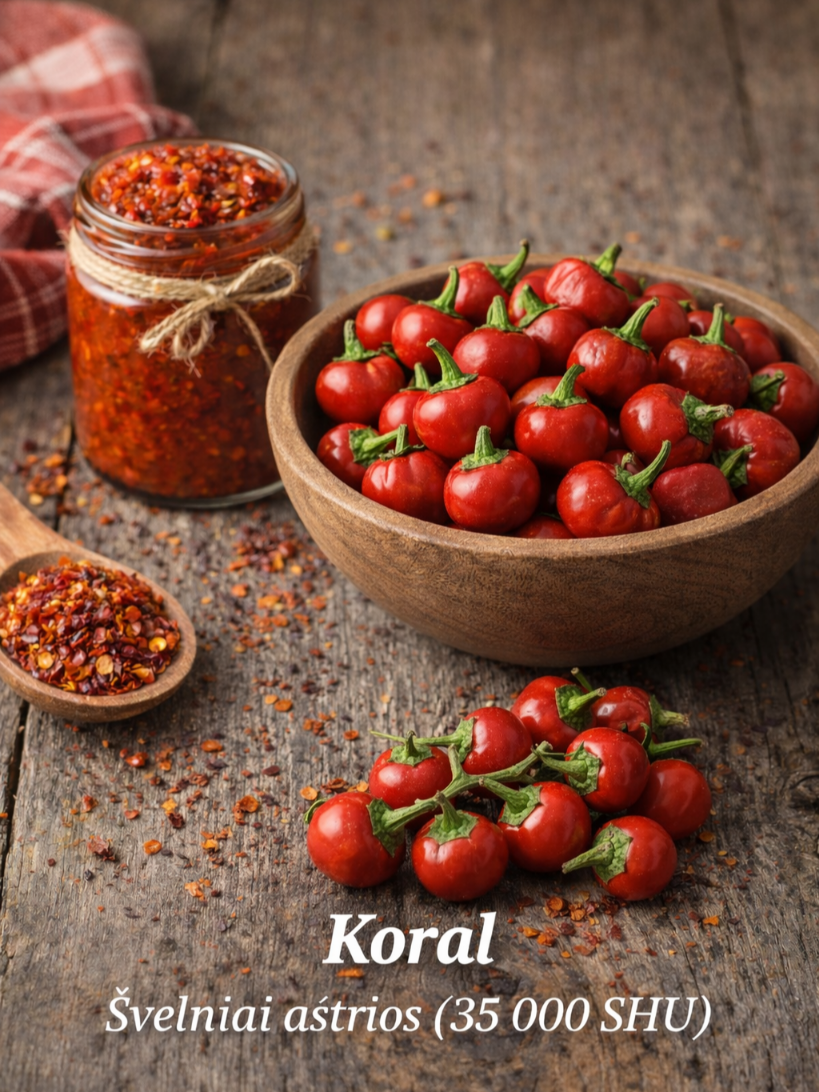 Aitrioji paprika (švelni) 'Koral' Sėklų 0,5g (Capsicum annum)
