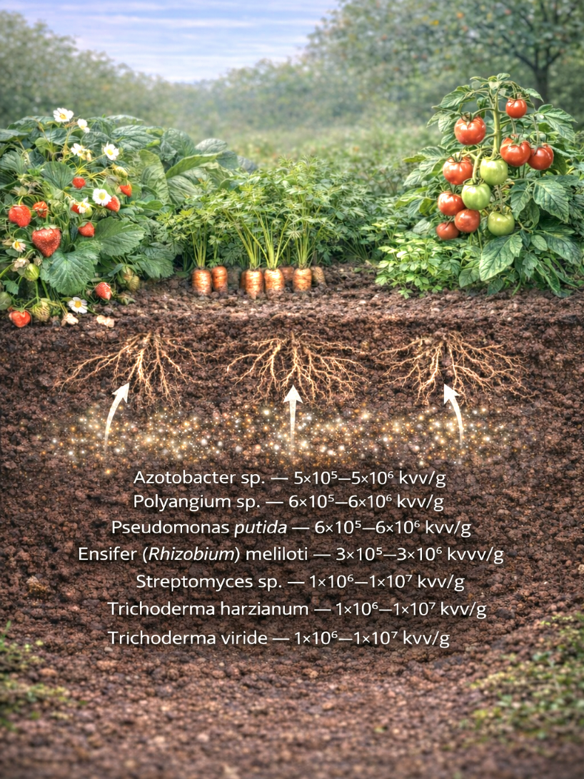 Biomix-7 mikroorganizmai augalų sveikatai ir imunitetui