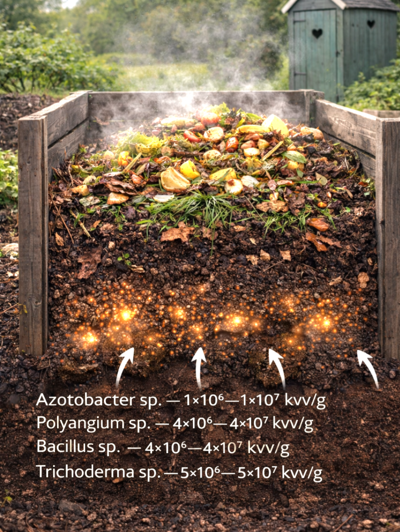 Biokomposter- mikroorganizmai augalinių liekanų kompostavimui