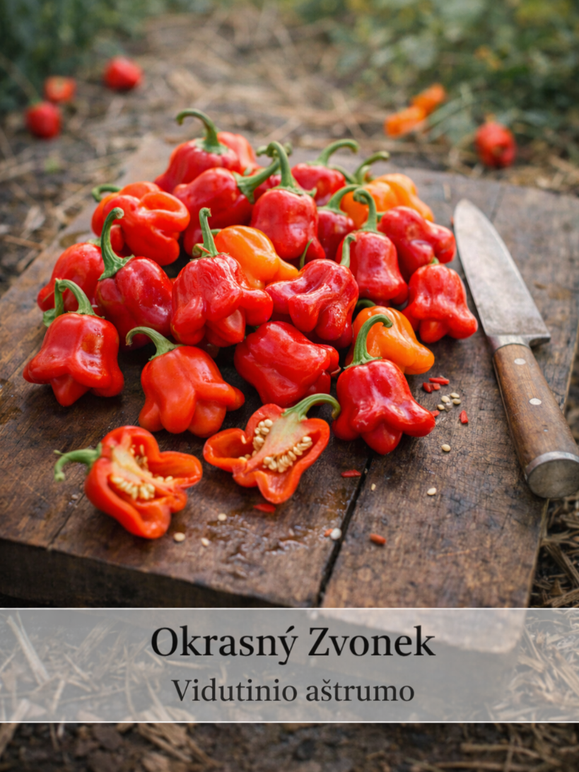 Uoginė aštrioji paprika 'Okrasny Zvonek'(vid.aštrumo)  Sėklų 0.5g (lot. Capsicum baccatum L.)