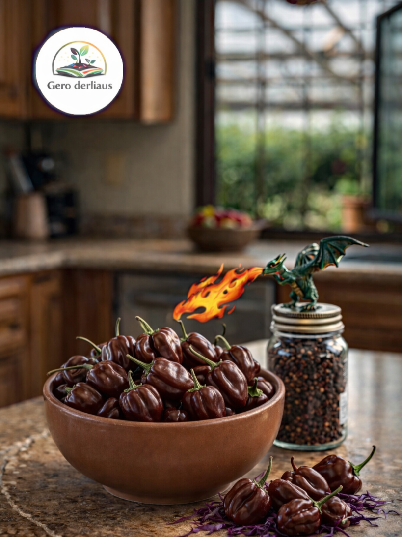 Datulinės paprikos 'Habanero Chocolate' 5 sėklos  (Capsicum Chinense)