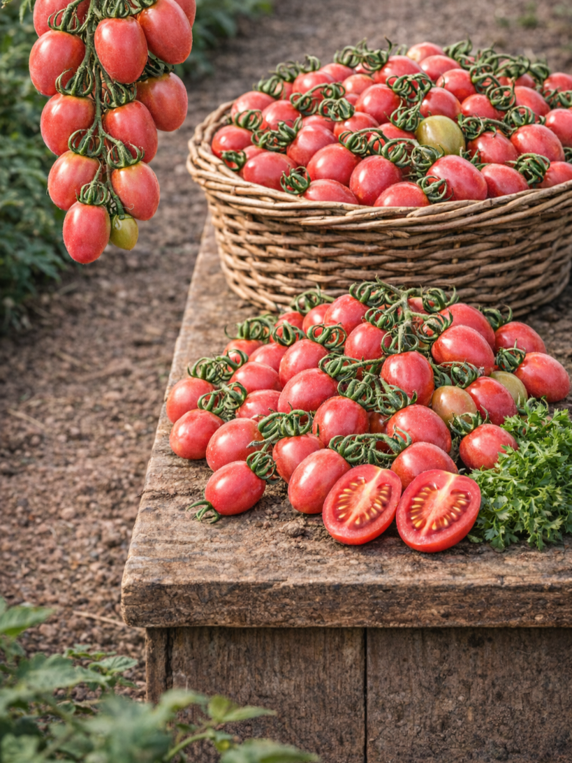 Valgomieji pomidorai aukštaūgiai 'Malinowy Kapturek Oža' 1g (Solanum Lycopersicum)