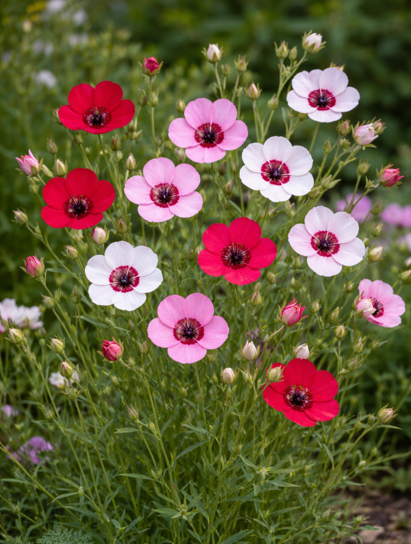 Stambiažiedis linas 'Tricolore' sėklų 150 sėklų (Linum grandiflorum)