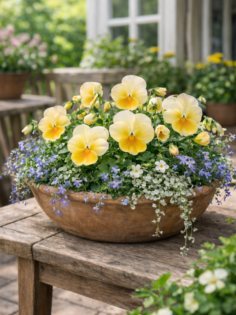 Tiesiaragė našlaitė Grandissimo Lemon Splash F1, 10 sėklų (Viola cornuta)