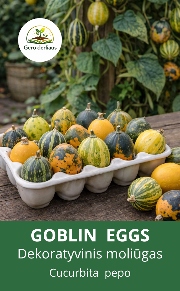 Moliūgaai dekoratyviniai paprastieji 'Goblin Eggs' 5 sėklos (Cucurbita pepo)