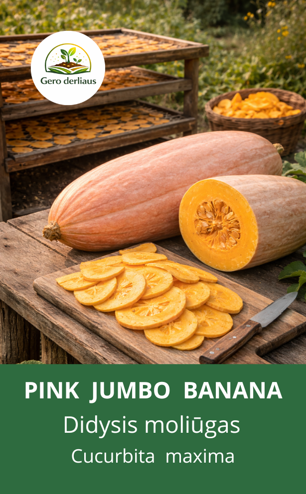 Didieji moliūgai 'Pink Jumbo Banana' 5 sėklos (Cucurbita maxima)