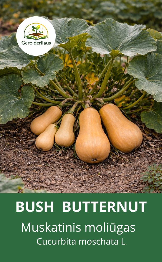 Muskatiniai moliūgai 'Bush Butternut' 5 sėklos (Cucurbita moschata)