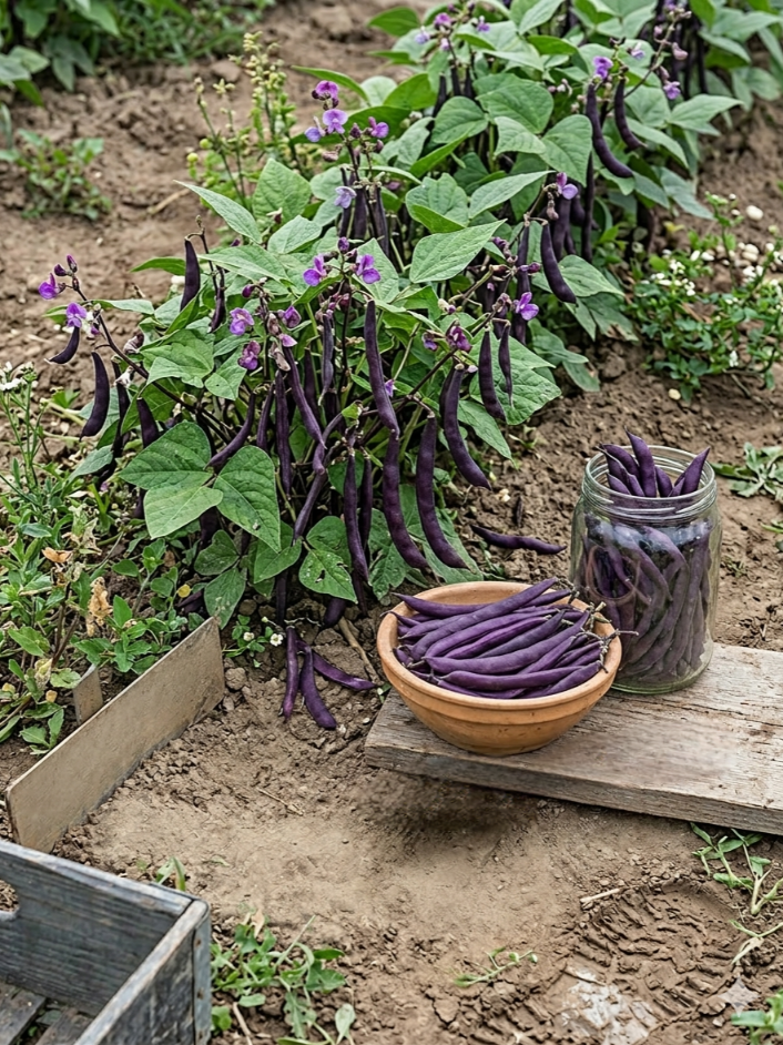 Žemaūgės daržinės šparaginės pupelės 'Purple Teepee' Sėklų 30g (Phaseolus vulgaris)