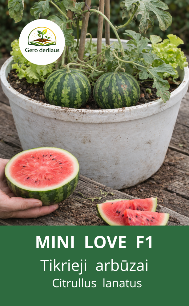Tikrieji arbūzai Mini love F1(H) 5 sėklos (Citrullus Lanatus)