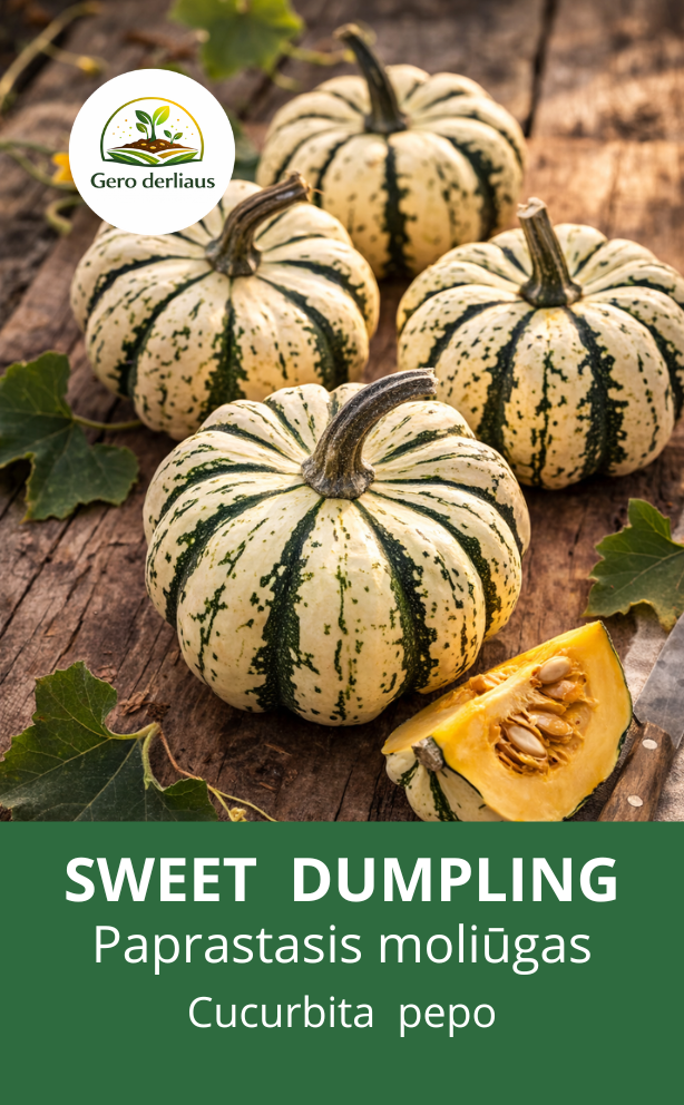 Paprastieji moliūgai 'Sweet Dumpling' 5 sėklos (Cucurbita pepo)