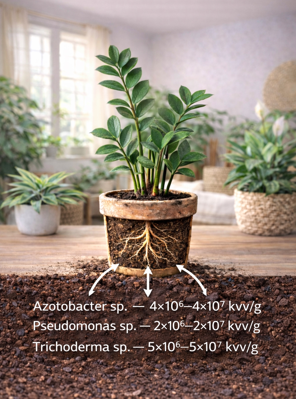 Mikroorganizmai kambario gėlių sveikatai ir imunitetui 500g