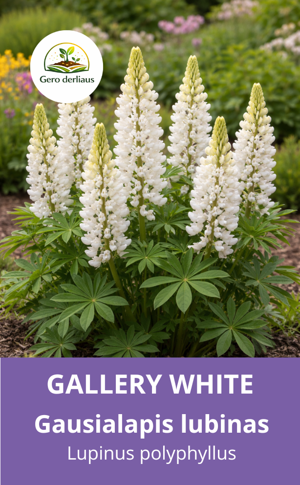 Žemaūgis gausialapis lubinas 'Gallery White' 10 sėklų (Lupinus polyphyllus)