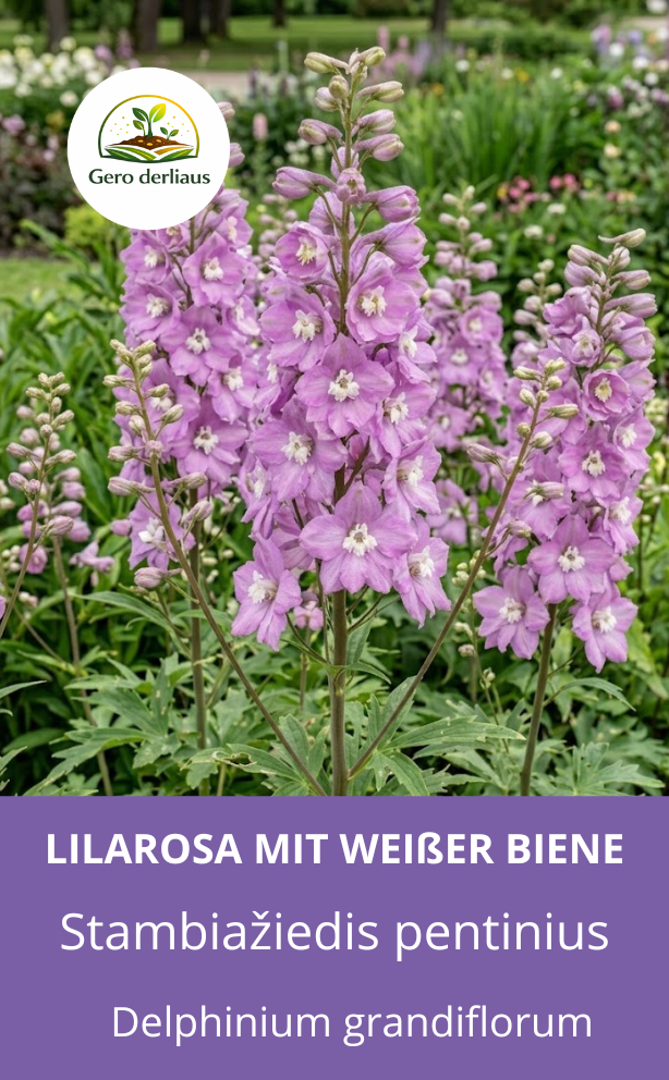Didysis pentinius 'Magic Fountains Lilarosa su balta akute' 20 sėklų (Delphinium elatum)