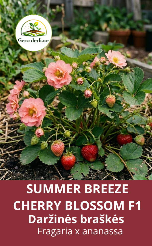 Daržinė braškė Summer Breeze Cherry Blossom F1 5 sėklos (Fragaria x ananassa)