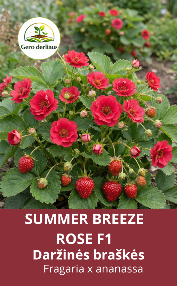 Daržinė braškė Summer Breeze Rose F1 5 sėklos (Fragaria x ananassa)