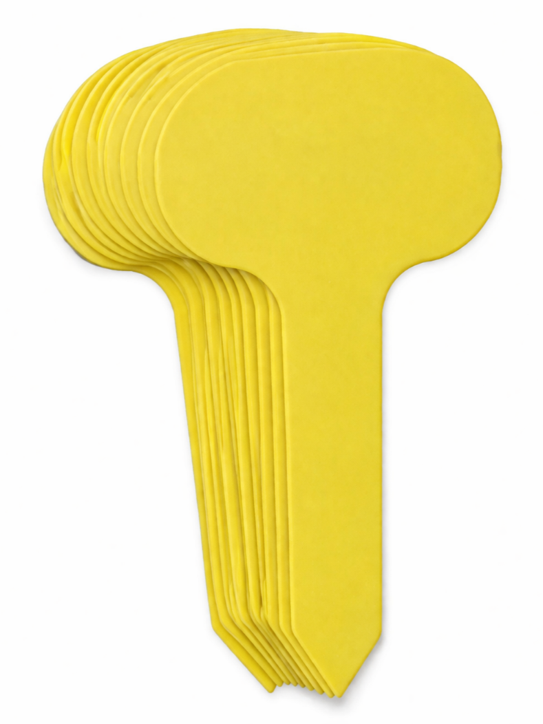 Etiketės įsmeigiamos augalų žymėjimui, geltonos, 6,5(4)cmx4,8cm 10vnt