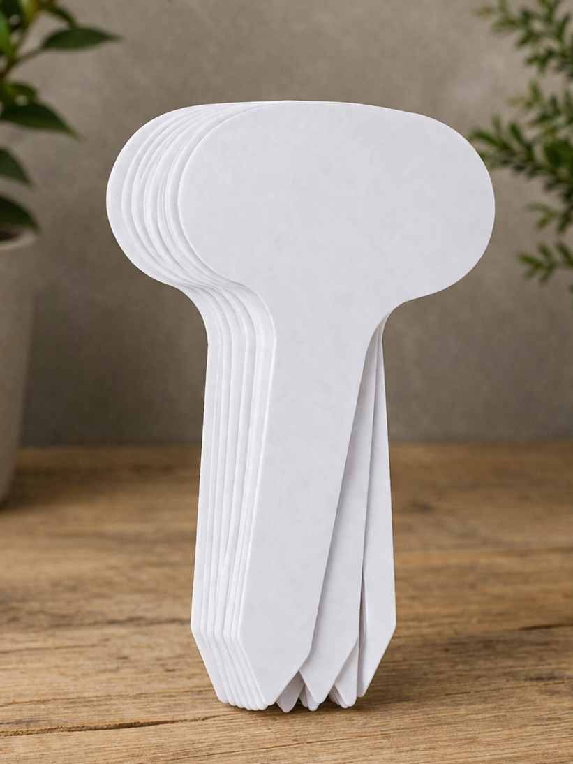 Etiketės įsmeigiamos augalų žymėjimui, baltos, 6,5(4)cmx4,8cm, 20vnt