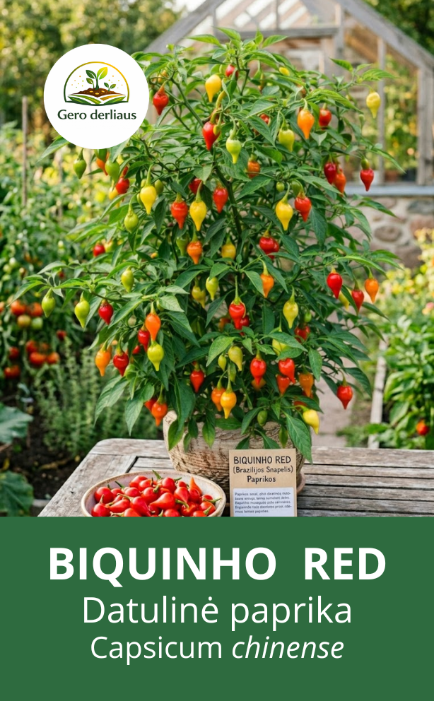 Datulinė paprika 'Biquinho Red' (labai švelni) 10 sėklų (Capsicum chinense)