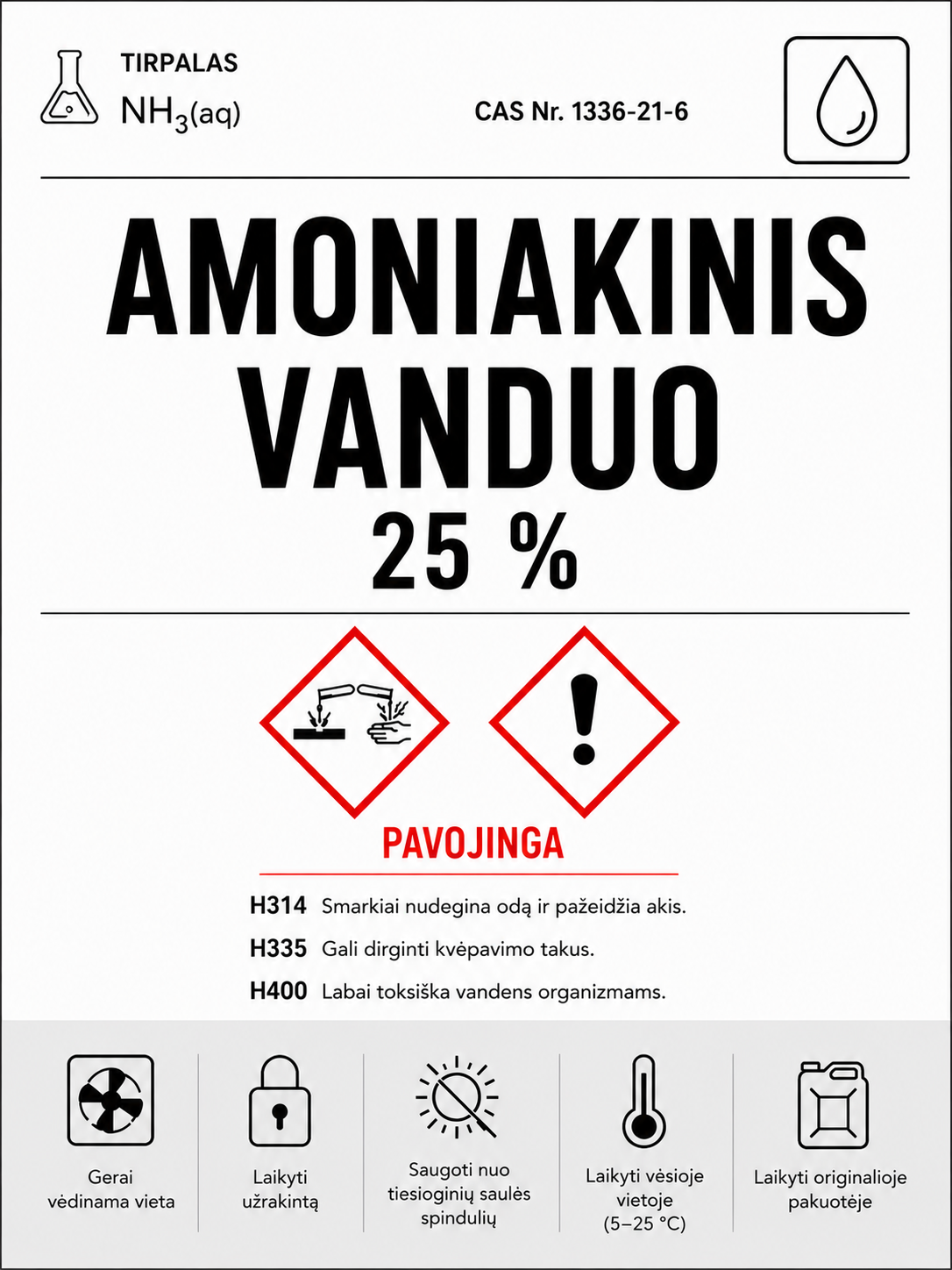 Amoniakinis vanduo 25% (amoniakas) 1L