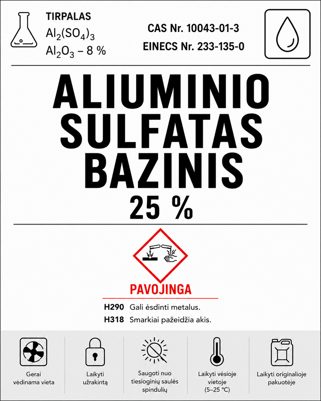 ALIUMINIO SULFATAS BAZINIS, skystas 25%,  1L