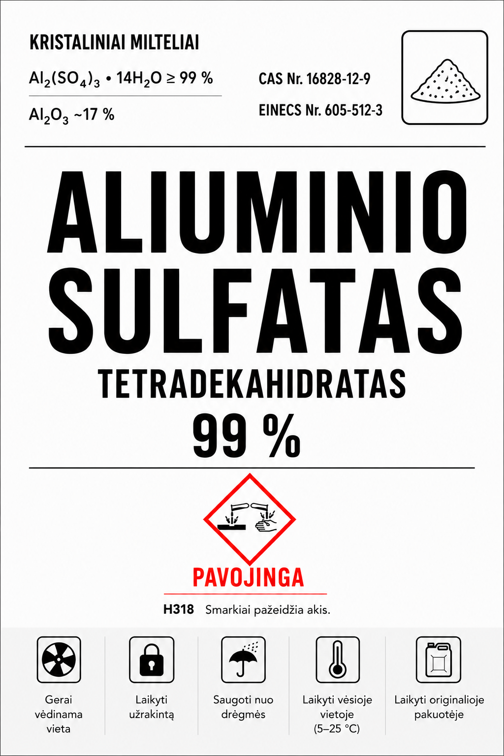 Aliuminio sulfatas kristaliniai milteliai, 1kg