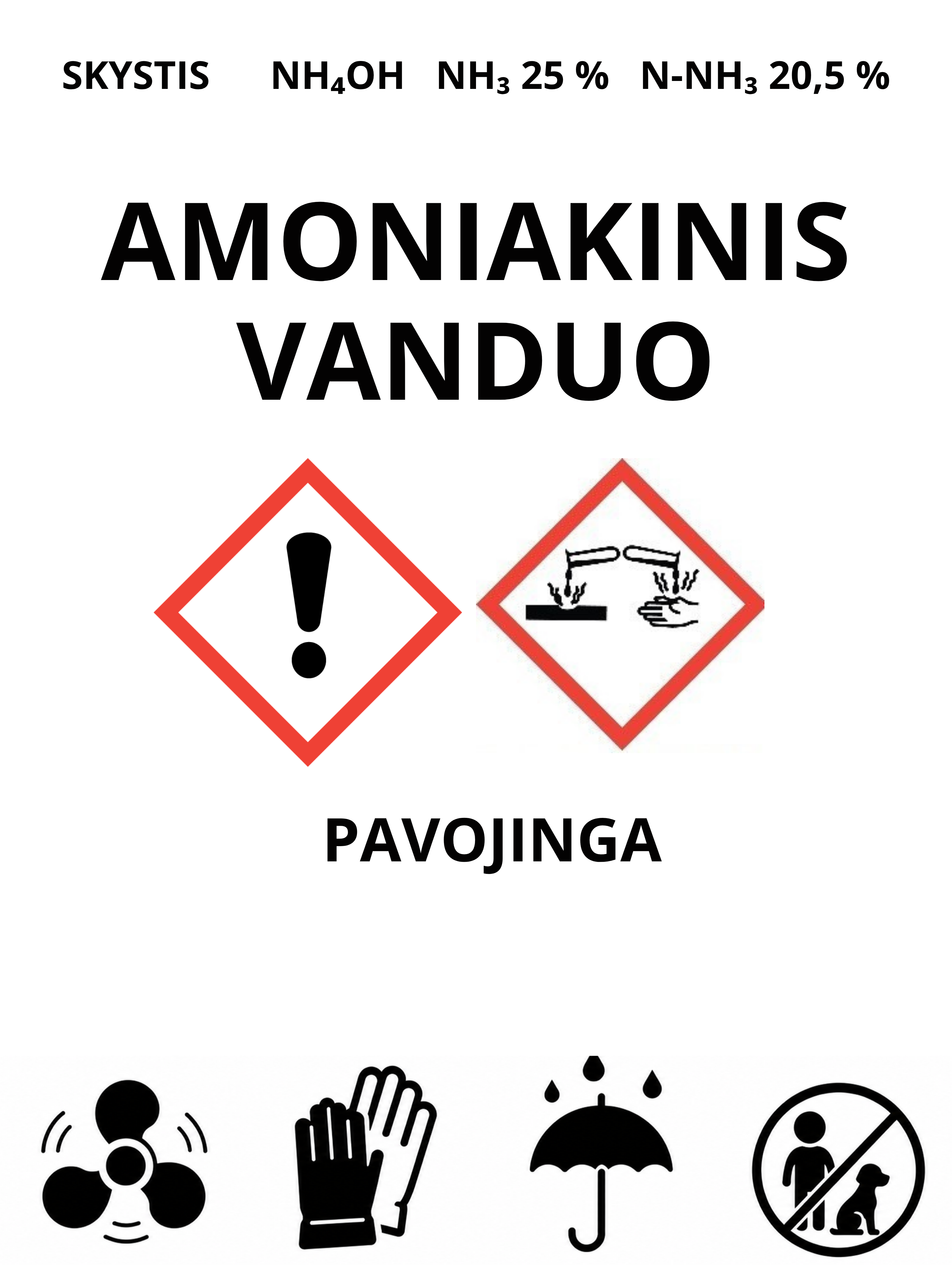 Amoniakinis vanduo 25% (amoniakas) 1L