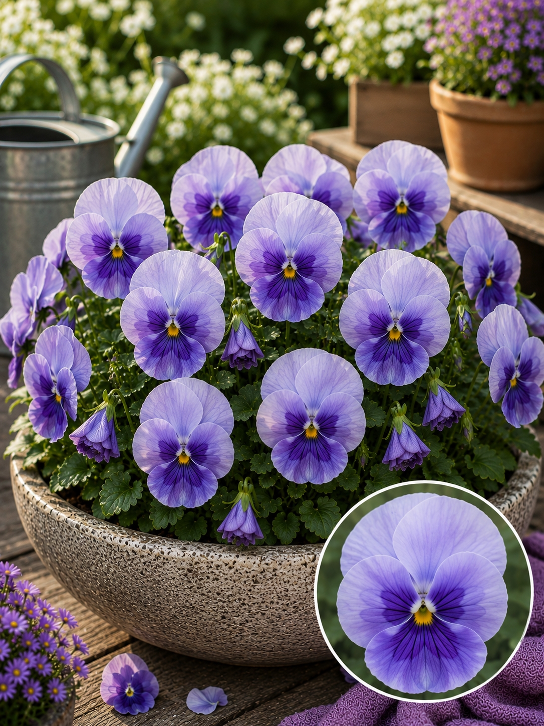 Našlaitė darželinė žydra su akute  Sėklų 0,2g  (Viola witrockiana fl.pl.)