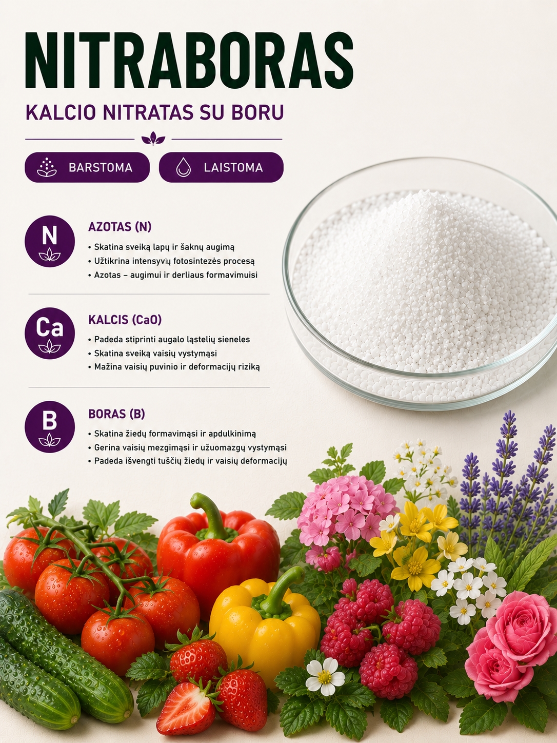 Kalcio nitratas praturtintas boru (Nitrabor) 1kg