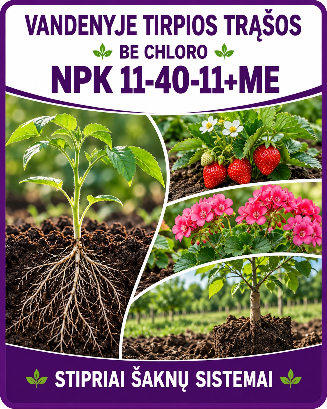 VANDENYJE TIRPIOS TRĄŠOS NPK 11-40-11+ME SU PADIDINTU FOSFORO KIEKIU 2kg