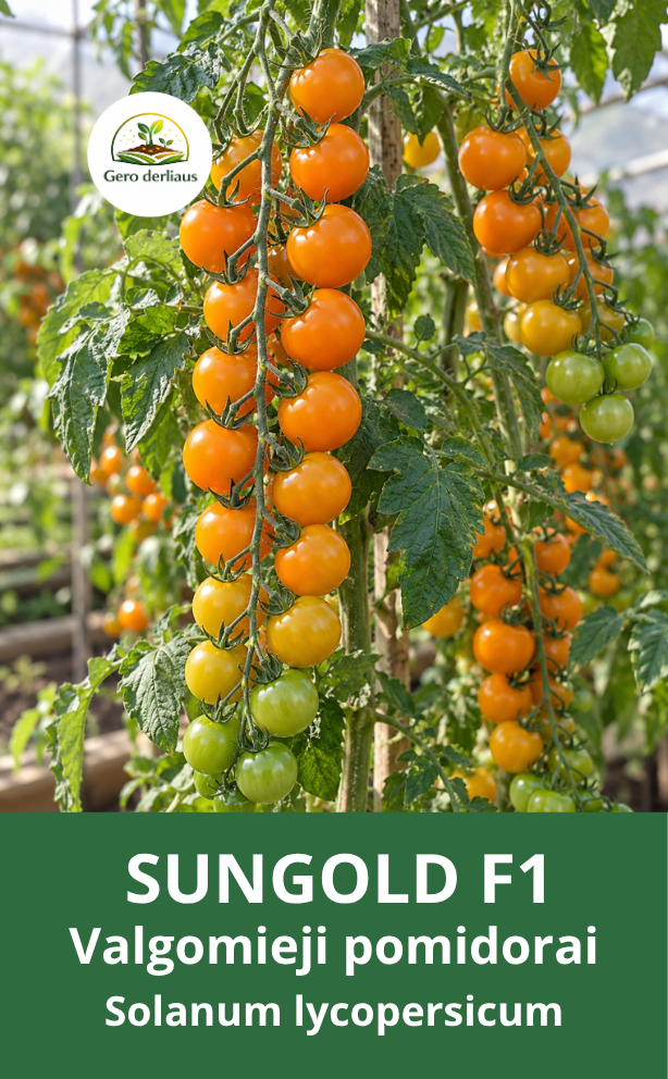 Valgomieji pomidorai Sungold F1 5 sėklos (lot. Lycopersicon esculentum)