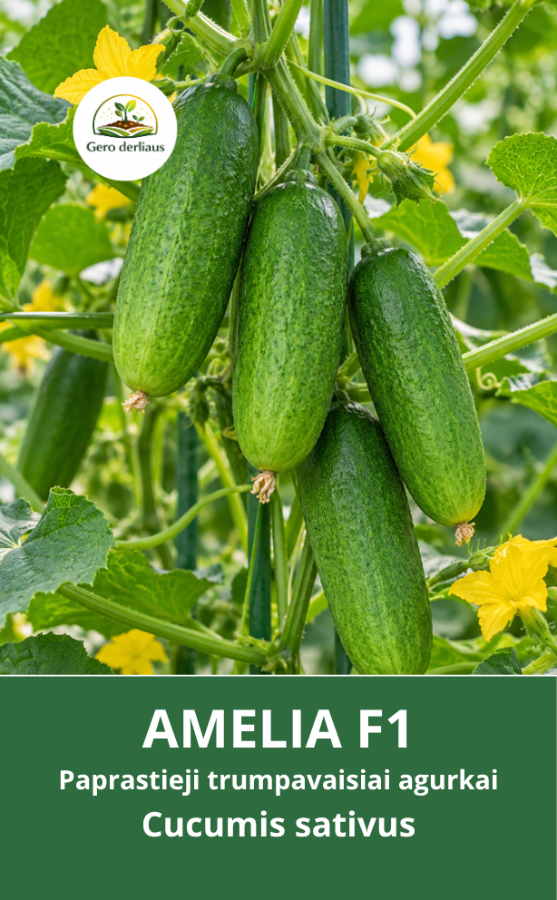 Paprastieji trumpavaisiai agurkai Amelia F1 10 sėklų (Cucumis sativus)