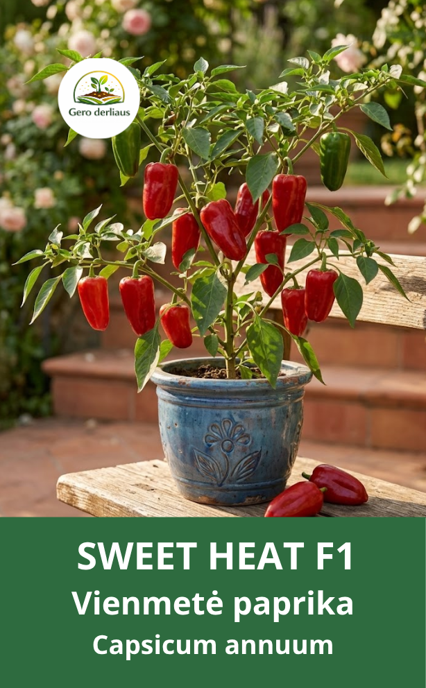 Vienametė paprika (saldžioji) Sweet Heat F1 5 sėklo (Capsicum annuum)