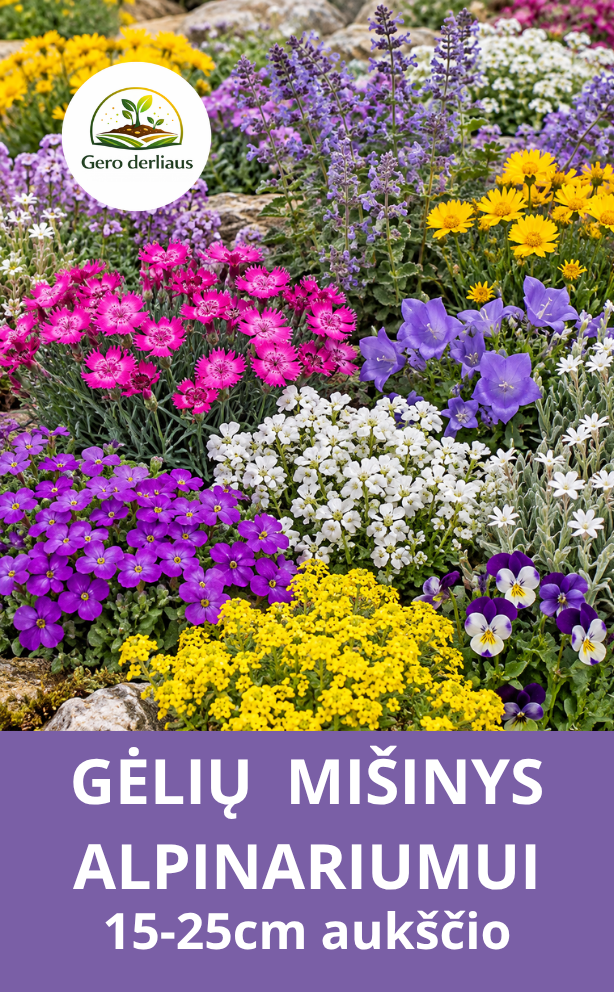 Daugiamečių gėlių mišinys alpinariumams (15-25cm aukšio) Sėklų 1g